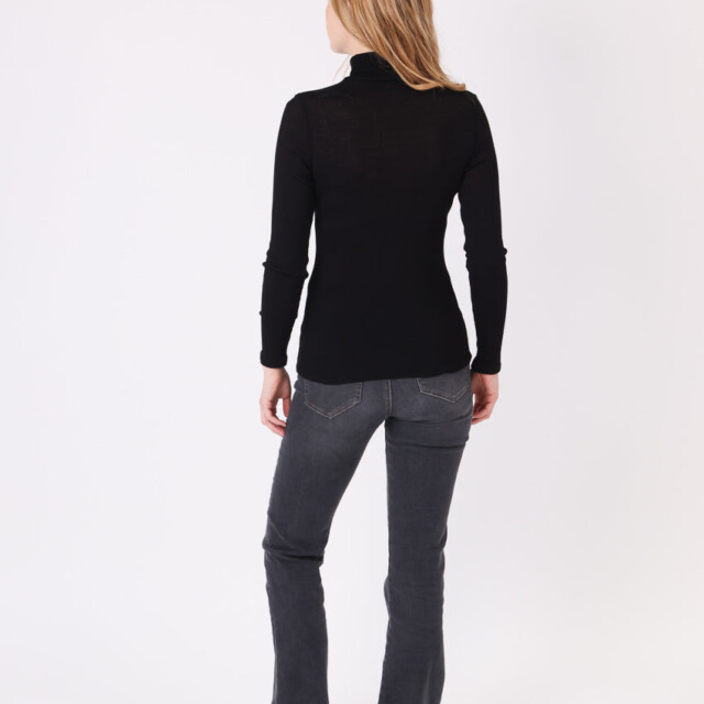 Maison Solfin - Pull chaussette col roulé laine et soie noir – 5