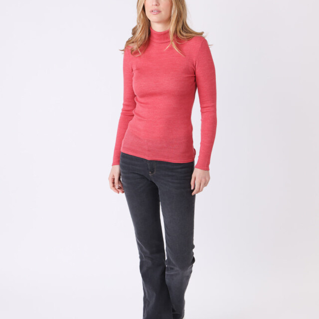 Maison Solfin - Pull chaussette col roulé laine et soie rouge – 5
