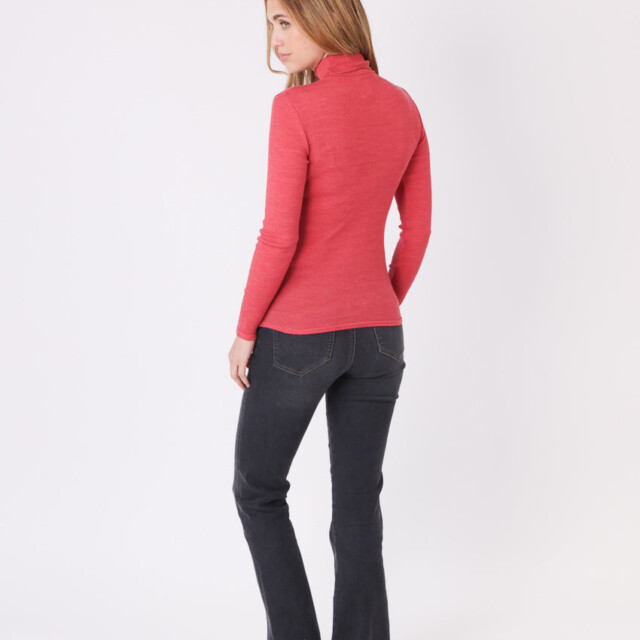 Maison Solfin - Pull chaussette col roulé laine et soie rouge – 5