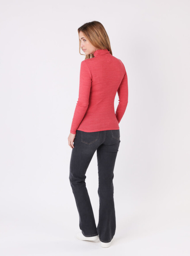 Maison Solfin - Pull chaussette col roulé laine et soie rouge – 5