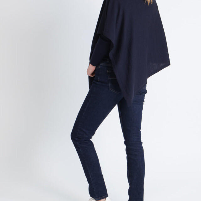 Maison Solfin - Poncho femme en laine mérinos bleu marine – U