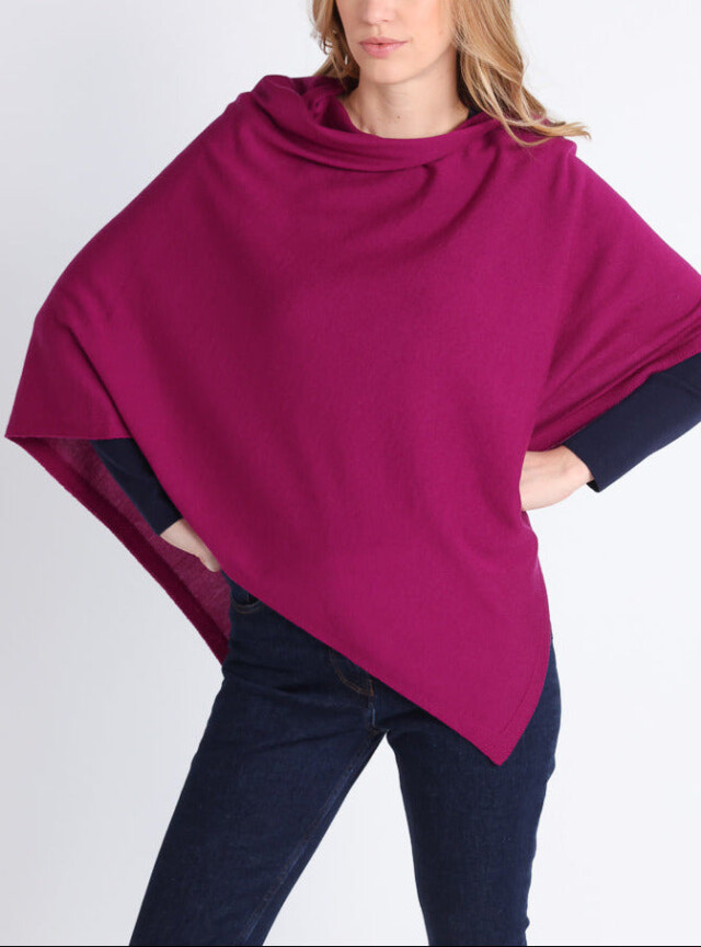 MAISON SOLFIN - Poncho femme en laine mérinos violet