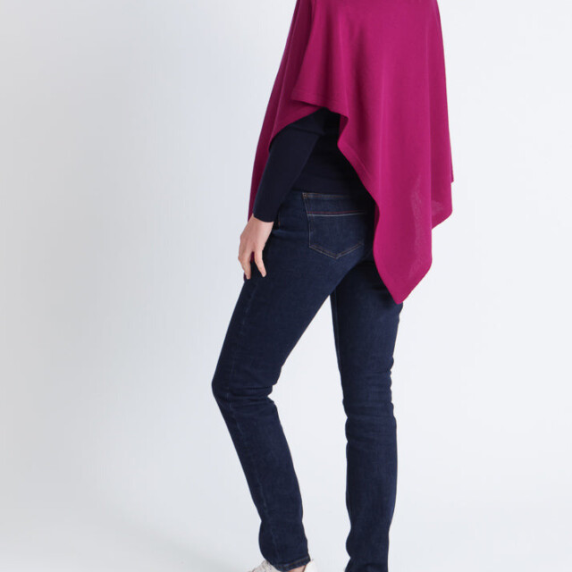 Maison Solfin - Poncho femme en laine mérinos violet – U