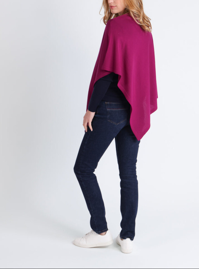 Maison Solfin - Poncho femme en laine mérinos violet – U