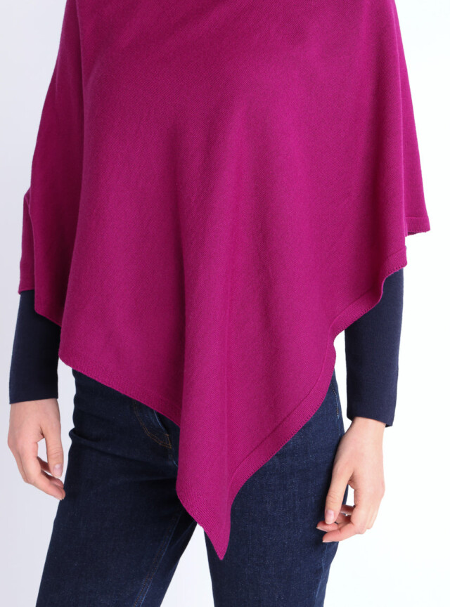 Maison Solfin - Poncho femme en laine mérinos violet – U