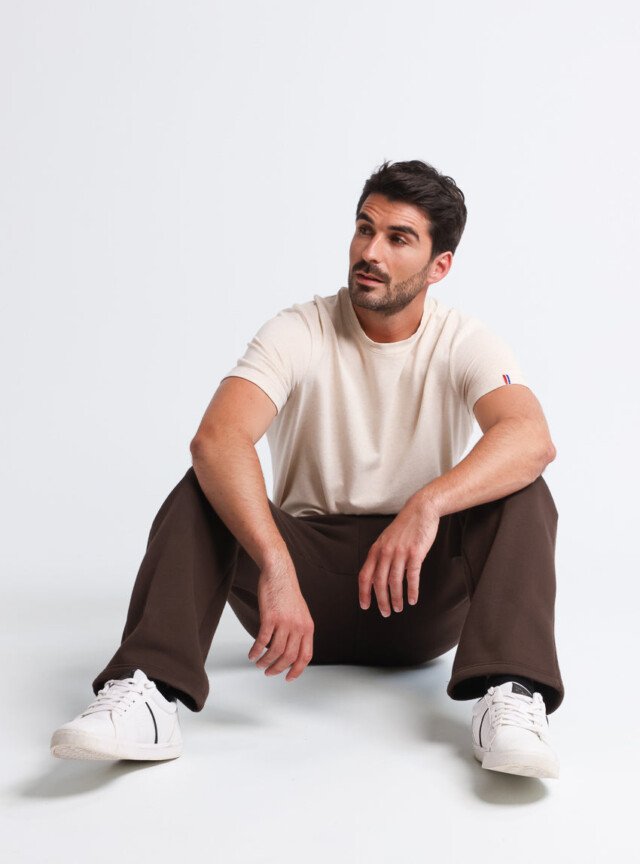 Maison Solfin - Pantalon jogging homme molleton marron – 3