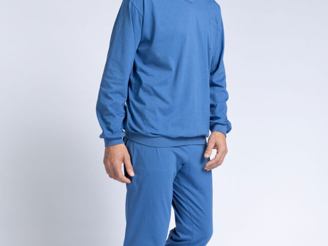 Maison Solfin - Pyjama homme en coton bleu foncé – 5
