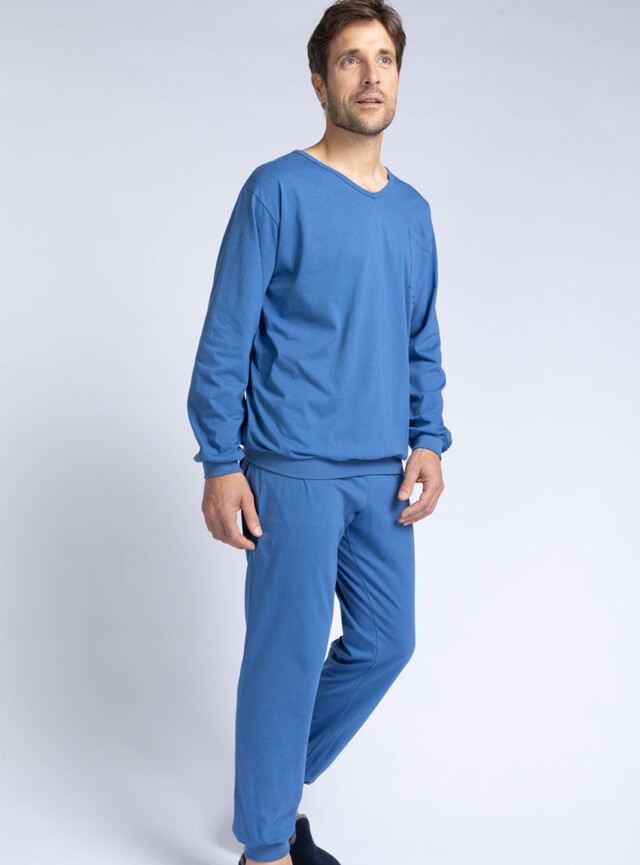 MAISON SOLFIN - Pyjama homme en coton bleu foncé