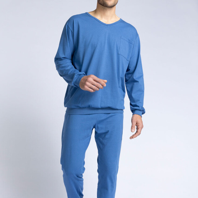 Maison Solfin - Pyjama homme en coton bleu foncé – 5