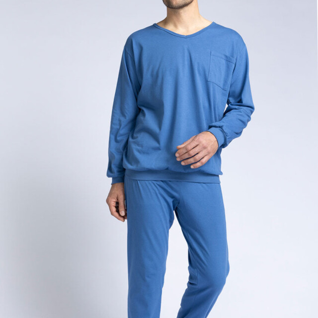 Maison Solfin - Pyjama homme en coton bleu foncé – 5