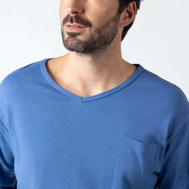 Maison Solfin - Pyjama homme en coton bleu foncé – 5