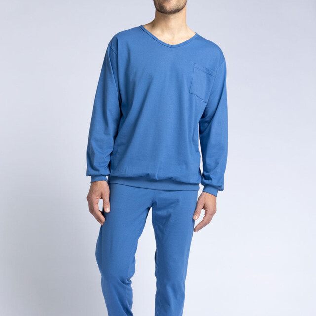 Maison Solfin - Pyjama homme en coton bleu foncé – 5