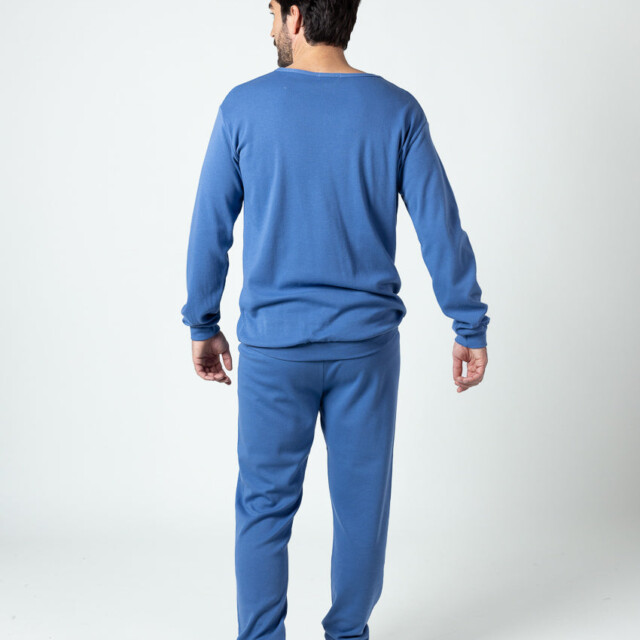Maison Solfin - Pyjama homme en coton bleu foncé – 5