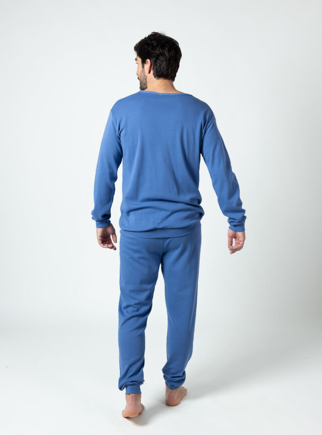 Maison Solfin - Pyjama homme en coton bleu foncé – 5