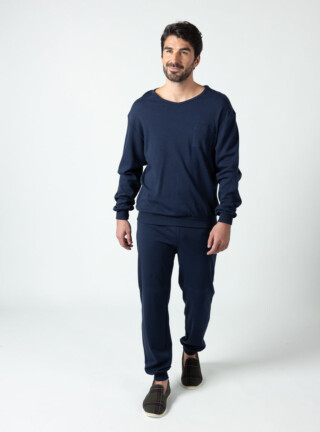MAISON SOLFIN - Pyjama homme en coton bleu marine