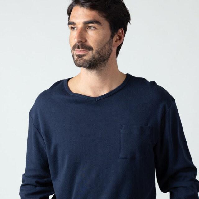 Maison Solfin - Pyjama homme en coton bleu marine – 5