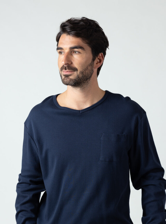Maison Solfin - Pyjama homme en coton bleu marine – 5