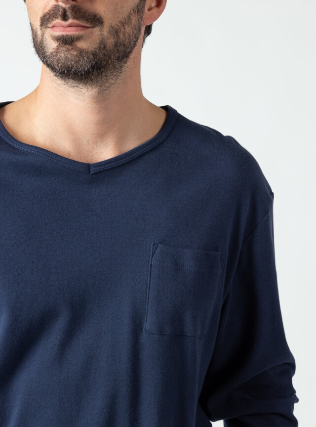 Maison Solfin - Pyjama homme en coton bleu marine – 5