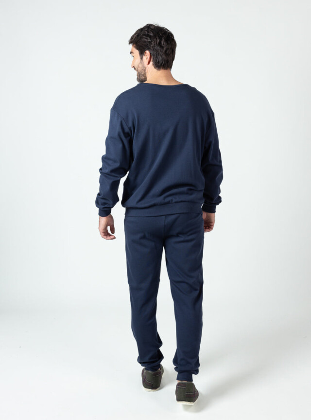 Maison Solfin - Pyjama homme en coton bleu marine – 5