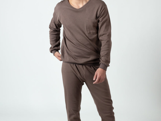 7663 marron 2 cd73bace a40f 4913 99f2 2f55acefc5d3 Maison Solfin - Pyjama homme en coton marron – 5