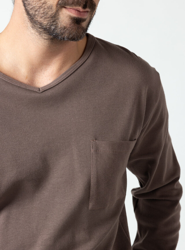 Maison Solfin - Pyjama homme en coton marron – 5