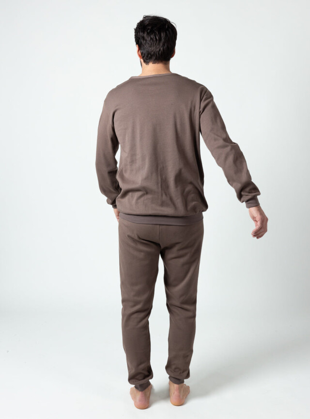 Maison Solfin - Pyjama homme en coton marron – 5