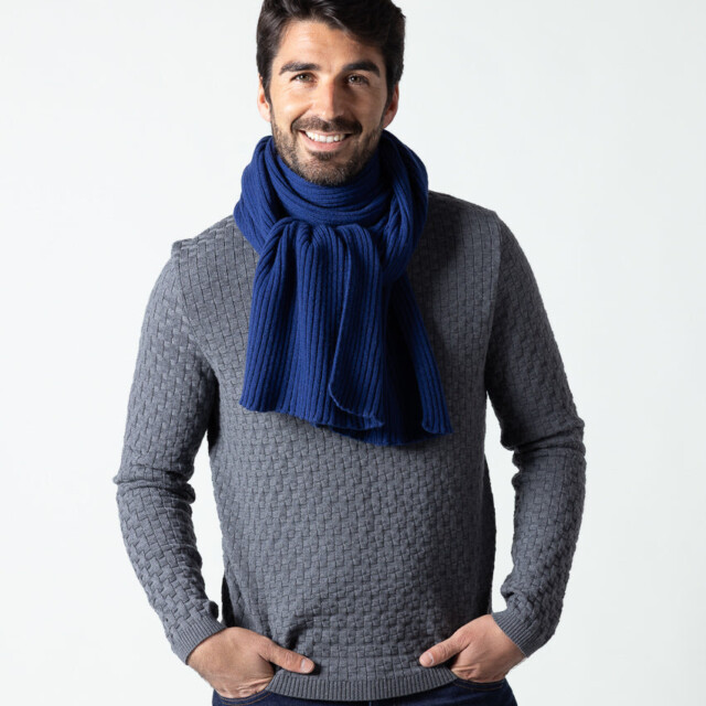 Maison Solfin - Écharpe homme cachemire et laine bleu – U