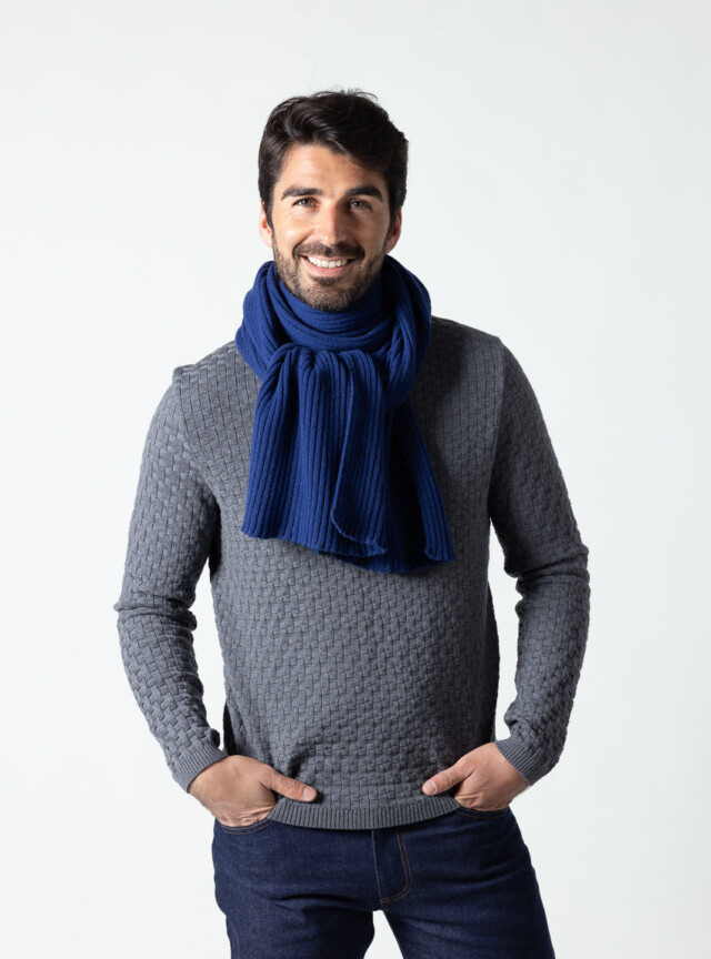 Maison Solfin - Écharpe homme cachemire et laine bleu – U