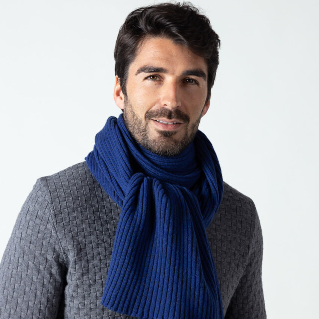 Maison Solfin - Écharpe homme cachemire et laine bleu – U