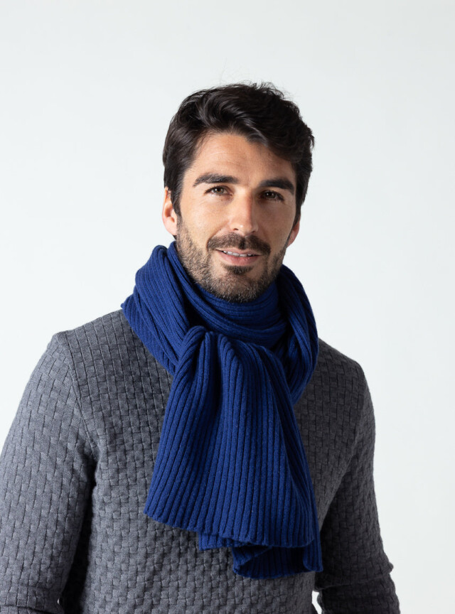 Maison Solfin - Écharpe homme cachemire et laine bleu – U