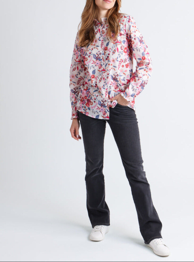 Maison Solfin - Chemisier femme liberty fleuri rose – 48