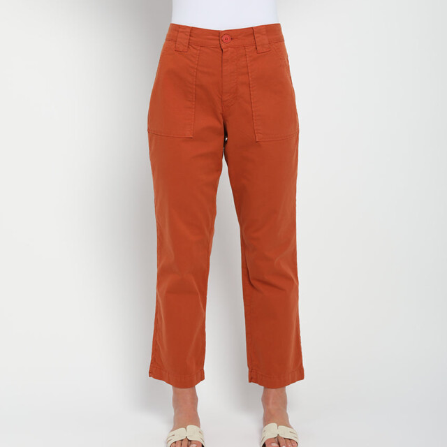 Maison-solfin - Pantalon femme taille haute orange terracotta – 50