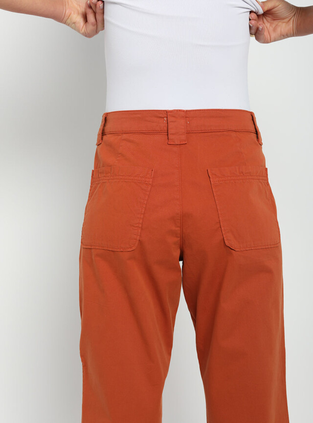 Maison-solfin - Pantalon femme taille haute orange terracotta – 50