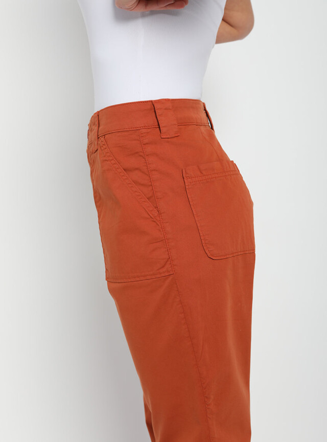 Maison-solfin - Pantalon femme taille haute orange terracotta – 50