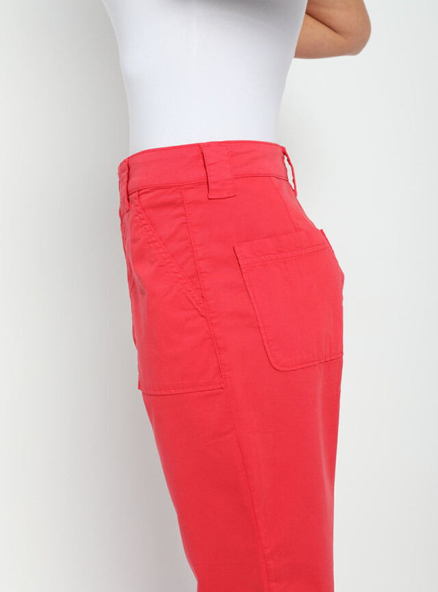Maison-solfin - Pantalon femme taille haute rouge – 50