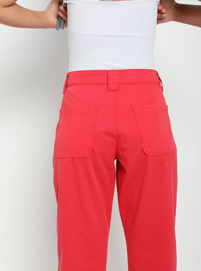 Maison-solfin - Pantalon femme taille haute rouge – 50