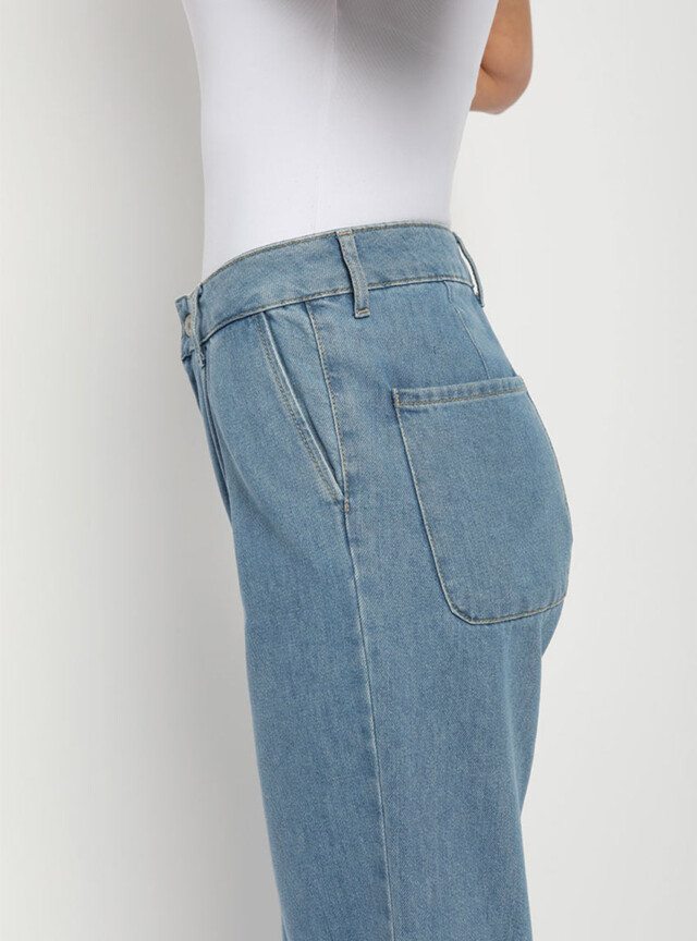 Maison-solfin - Jean large femme bleu indigo clair – 44
