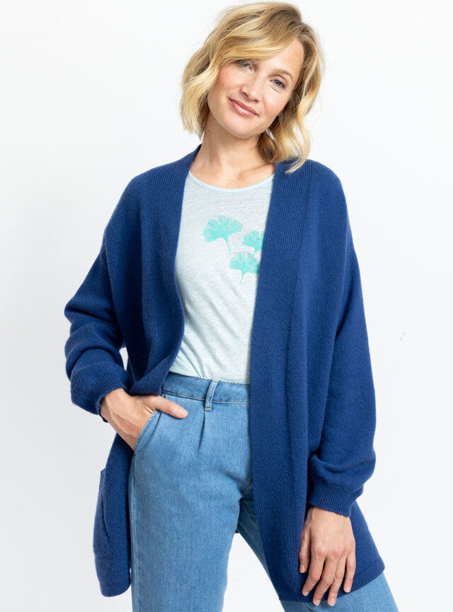 MAISON SOLFIN - Veste femme en laine mérinos bleu