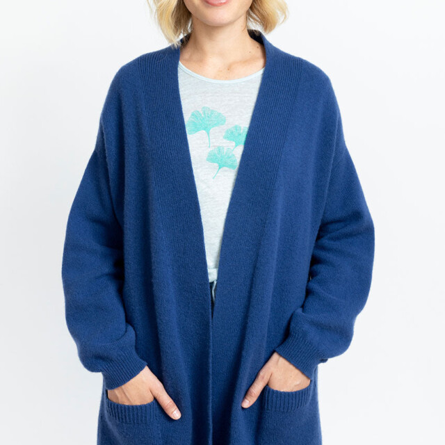 Maison Solfin - Veste femme en laine mérinos bleu – 4