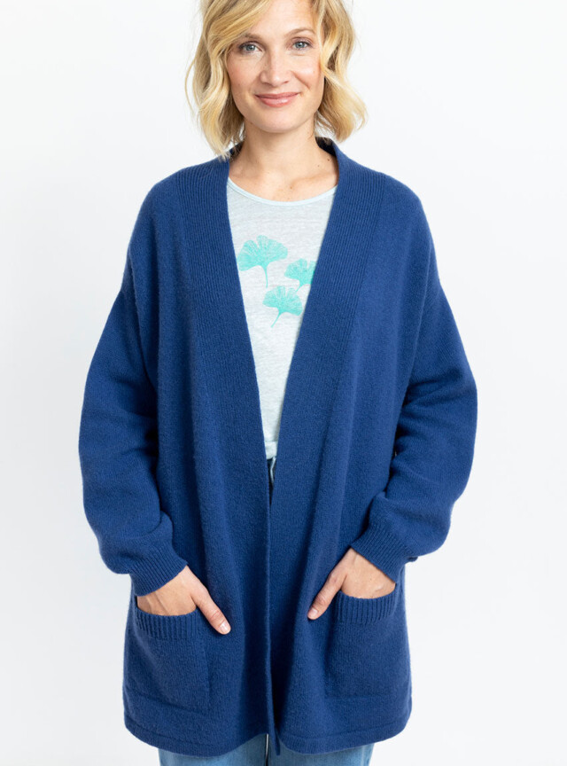 Maison Solfin - Veste femme en laine mérinos bleu – 4