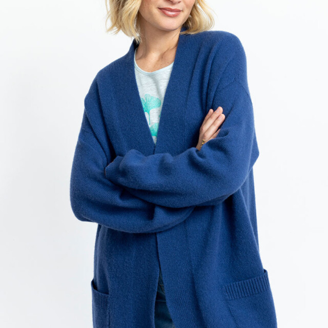 Maison Solfin - Veste femme en laine mérinos bleu – 4