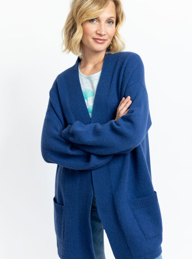 Maison Solfin - Veste femme en laine mérinos bleu – 4