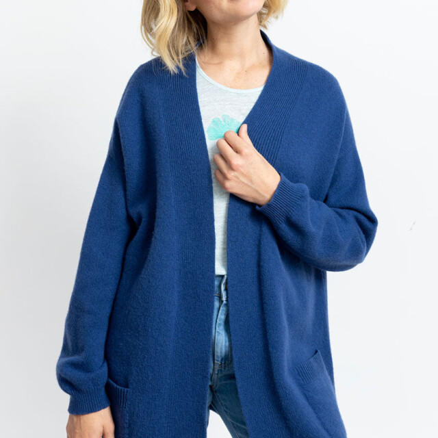 Maison Solfin - Veste femme en laine mérinos bleu – 4