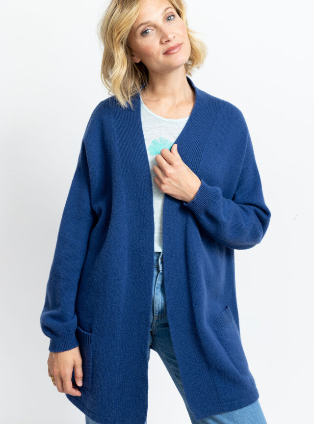 Maison Solfin - Veste femme en laine mérinos bleu – 4