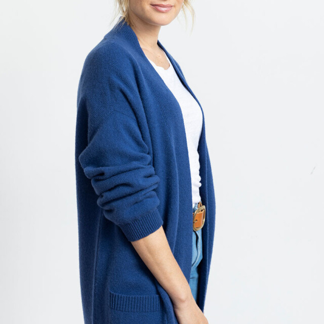 Maison Solfin - Veste femme en laine mérinos bleu – 4