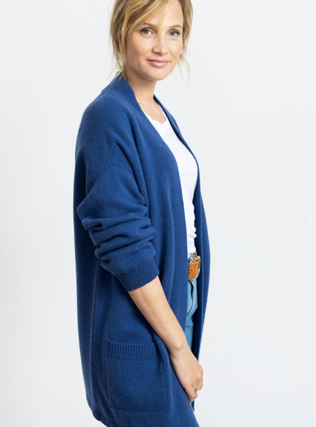 Maison Solfin - Veste femme en laine mérinos bleu – 4