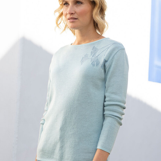 Maison Solfin - Pull femme jacquard laine mérinos vert – 50