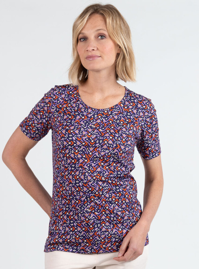 Maison Solfin - Tee-shirt femme en coton violet lavande – 4