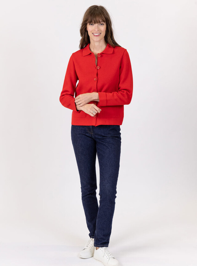 Maison Solfin - Veste femme en coton rouge – 4