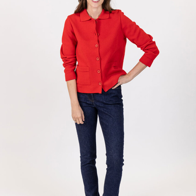 Maison Solfin - Veste femme en coton rouge – 4